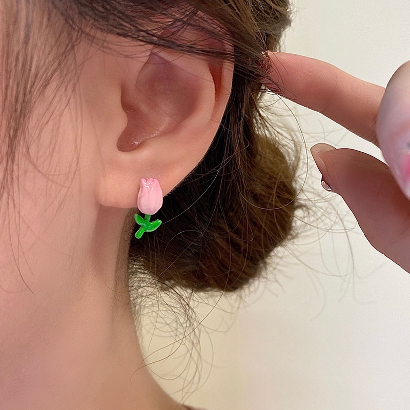 Khuyên tai AY kiểu dáng hoa tulip thời trang ngọt ngào cho nữ