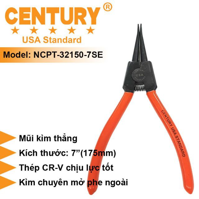 Kìm Mở Phe 7" (175mm) Ra Thẳng Century - NCPT-32150-7SE