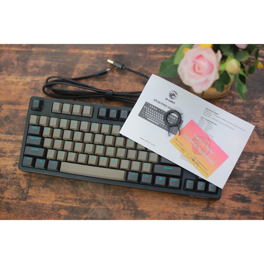 Phím cơ E-Dra EK387 Pro Gateron Switch version 2021 (keycap PBT SKY DOLCH cao cấp) - Hàng chính hãng