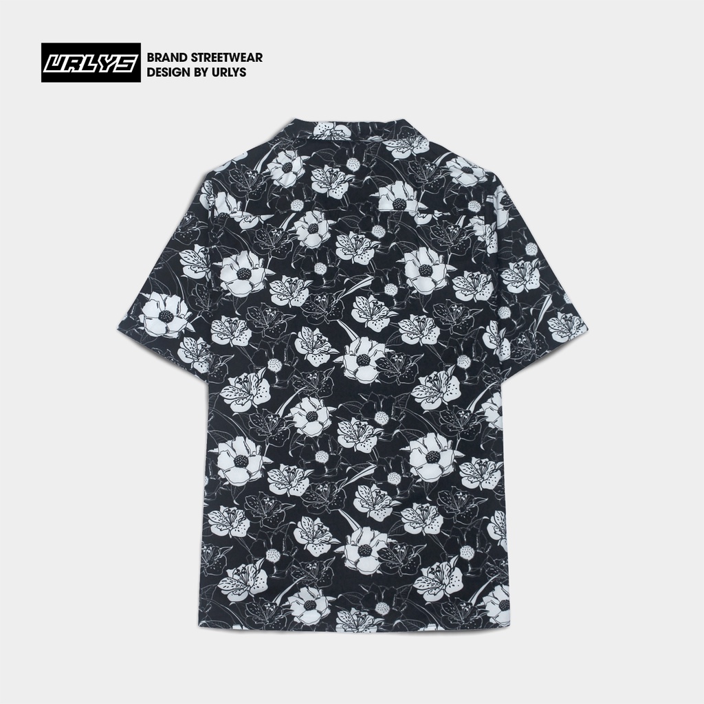 Áo sơ mi tay ngắn nam nữ URLYS form rộng sơ mi họa tiết tay lỡ cổ vest unisex ulzzang hoa trắng 640