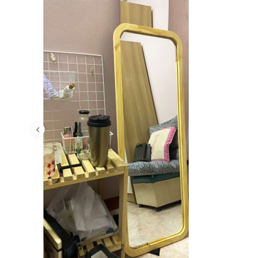 Gương soi toàn thân khung gỗ treo tường bo cạnh nịnh dáng kích thước 45x120cm guonghoangkim mirror KG0001