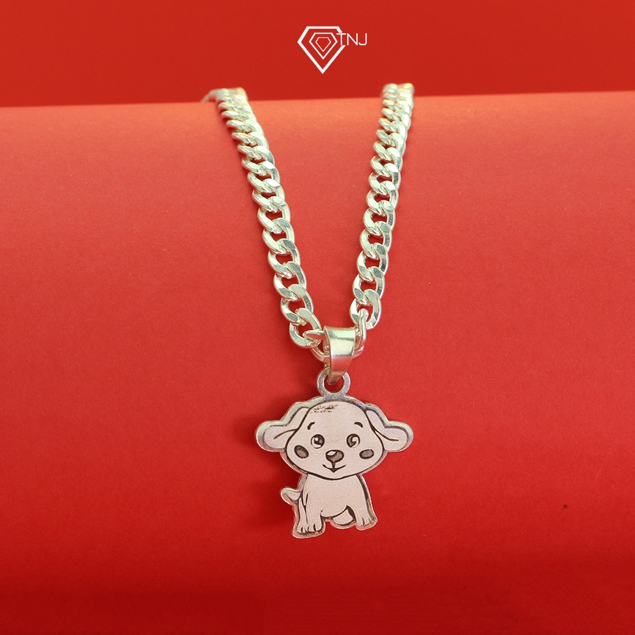 Dây chuyền bạc cho bé hình con cún khắc tên dễ thương DCT0052 Trang Sức TNJ