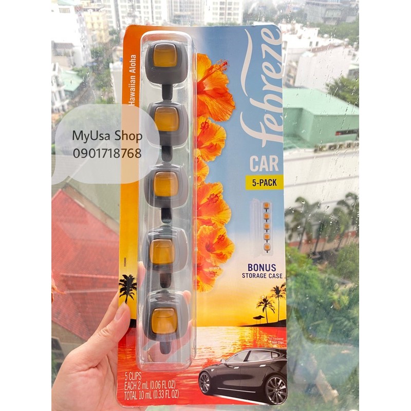 Nước Hoa xe hơi❤️Nước Hoa Ô Tô Febreze Kẹp Cửa Gió Xe Hơi Febreze Car (vỉ 5 cái)