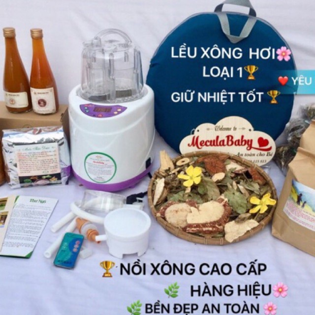 Nồi xông hơi + lều xông cao cấp kèm lá tắm dao đỏ .