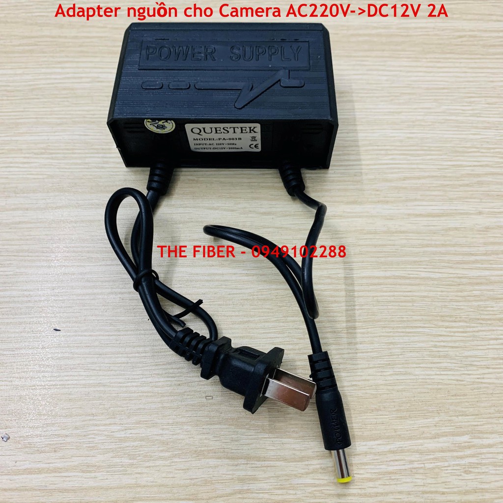 Adapter nguồn cho camera AC220V-&gt;DC12V 2A Questek