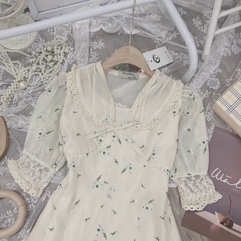 VÁY REN TƠ THÊU HOA TIỂU THƯ