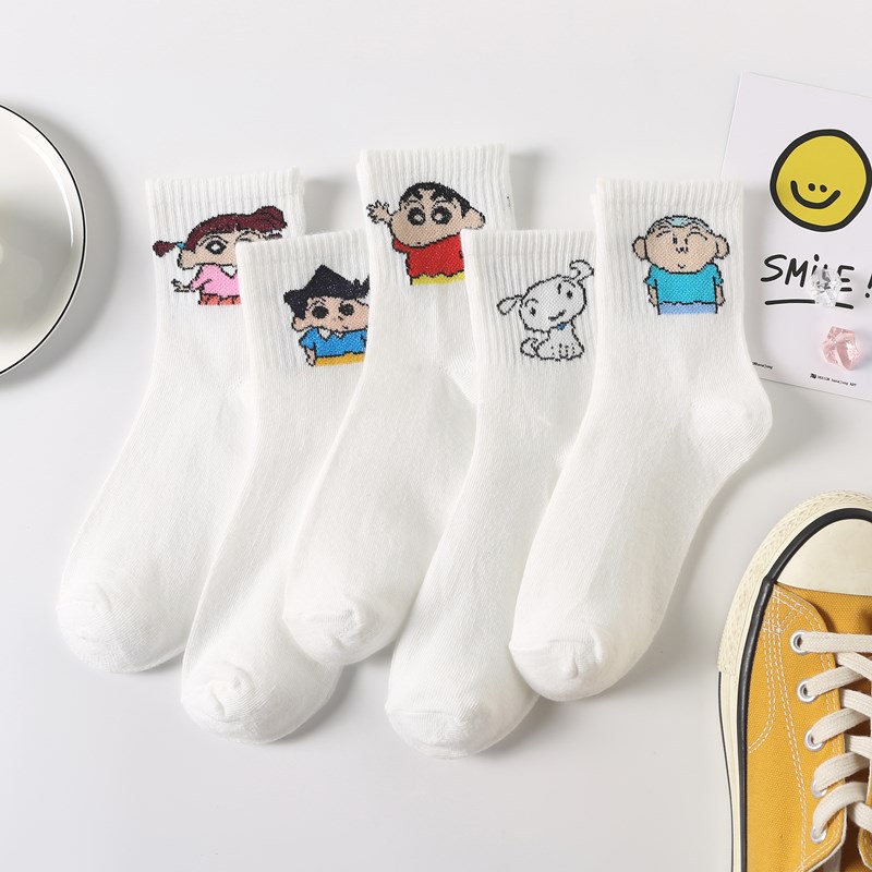 Tất Vớ Cổ Cao Họa Tiết Hình Shin Dễ Thương