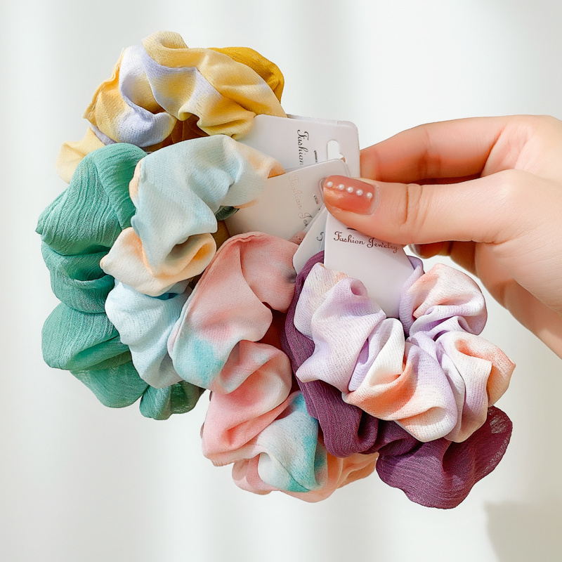 Dây buộc tóc co giãn bằng vải chiffon phong cách Hàn Quốc