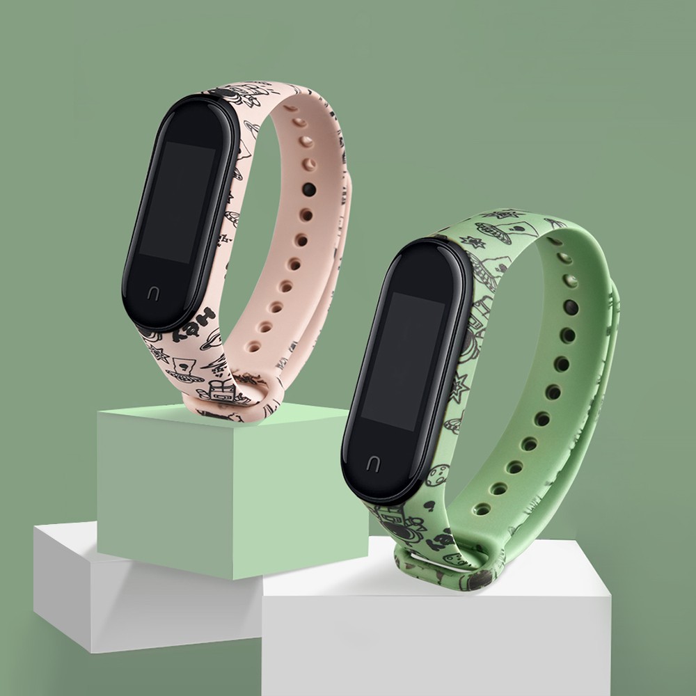 Dây đeo phụ kiện bằng silicone mềm TPU hoạt hình cho Xiaomi mi band 3 4 5