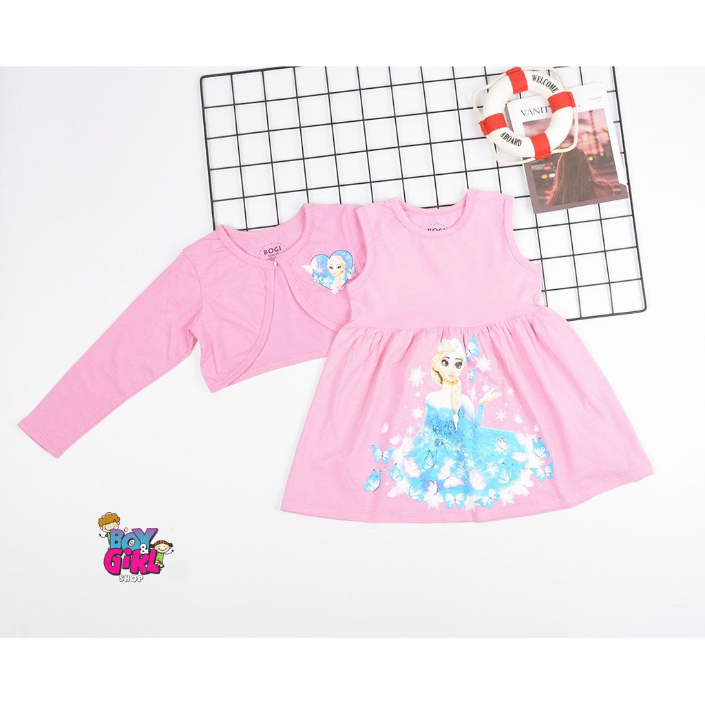 Váy Cotton Elsa kèm khoác lửng cho bé