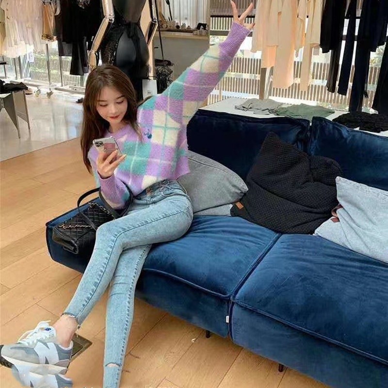 Áo sweater SUXI dệt kim dáng rộng thiết kế mới thời trang mùa thu dành cho nữ