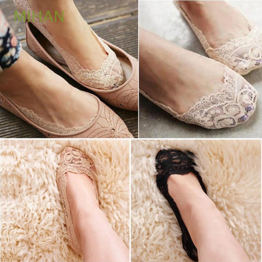 Tất ren cotton cổ ngắn cho nữ