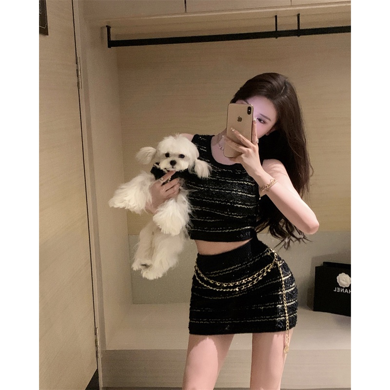 Áo Khoác Và Chân Váy Dệt Kim Thiết Kế Quyến Rũ Cho Nữ