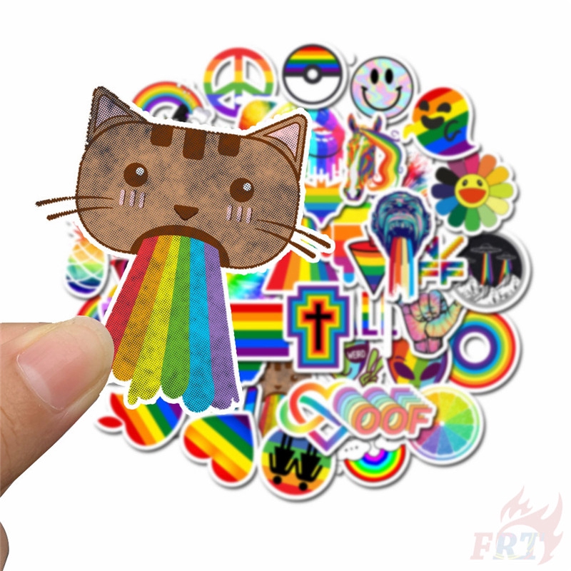 ❉ Hello！Let's Rainbow Series 02 Stickers ❉ 50Pcs/Set DIY Fashion Mixed Luggage Laptop Skateboard Decals Doodle Stickers