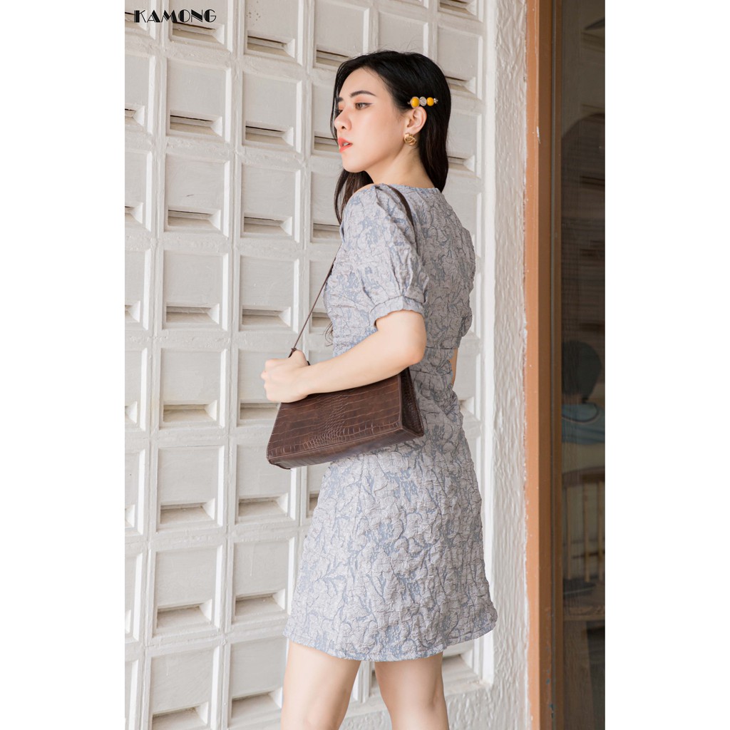 Đầm gấm khoét vai KAMONG D123 | BigBuy360 - bigbuy360.vn