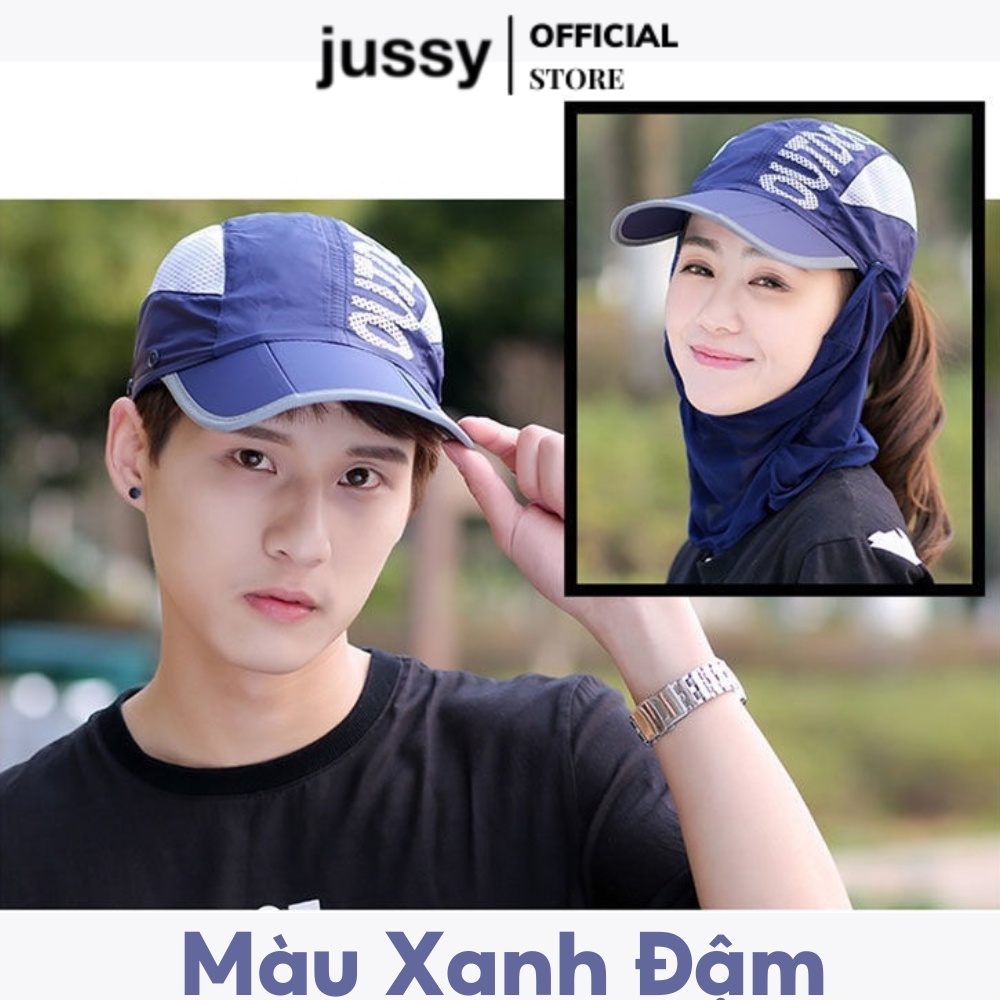 Mũ Lưỡi Trai Che Nắng Jussy Fashion Tích Hợp Khăn Và Khẩu Trang Che Hết Đầu Cổ Có Thể Tháo Rời, Gấp Gọn Chống Uv Upf 50+