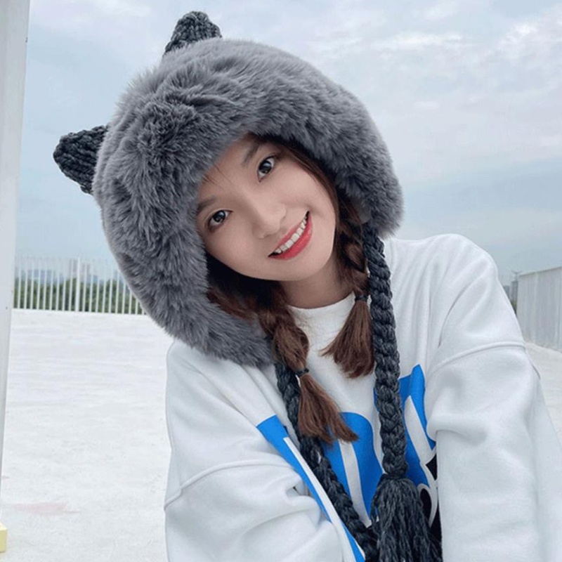 Mũ Bomber Tai Mèo Lông Xù Giữ Ấm Dành Cho Lễ Hội Hol