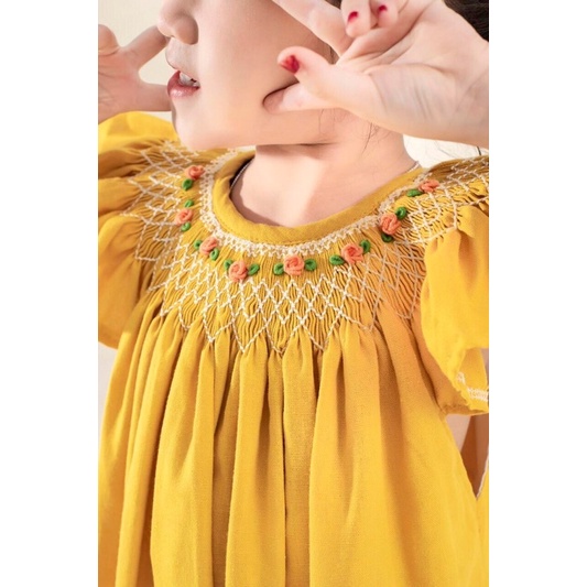 ĐẦM SMOCK ĐÔI MẸ VÀ BÉ CÁNH TIÊN VÀNG