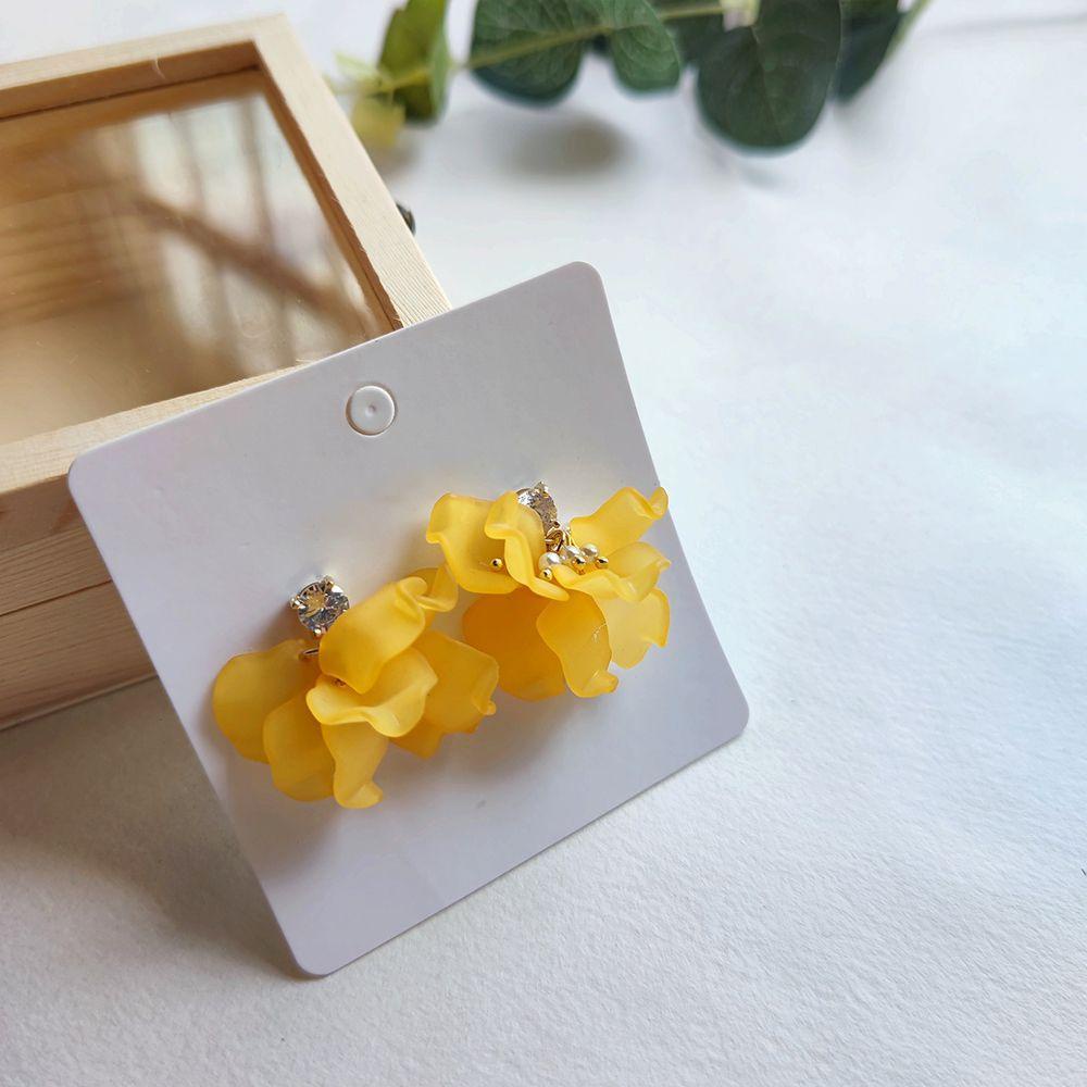 Bông Tai Hợp Kim Dáng Dài Hình Cánh Hoa Màu Vàng Thời Trang Cho Nữ MXMUSTY