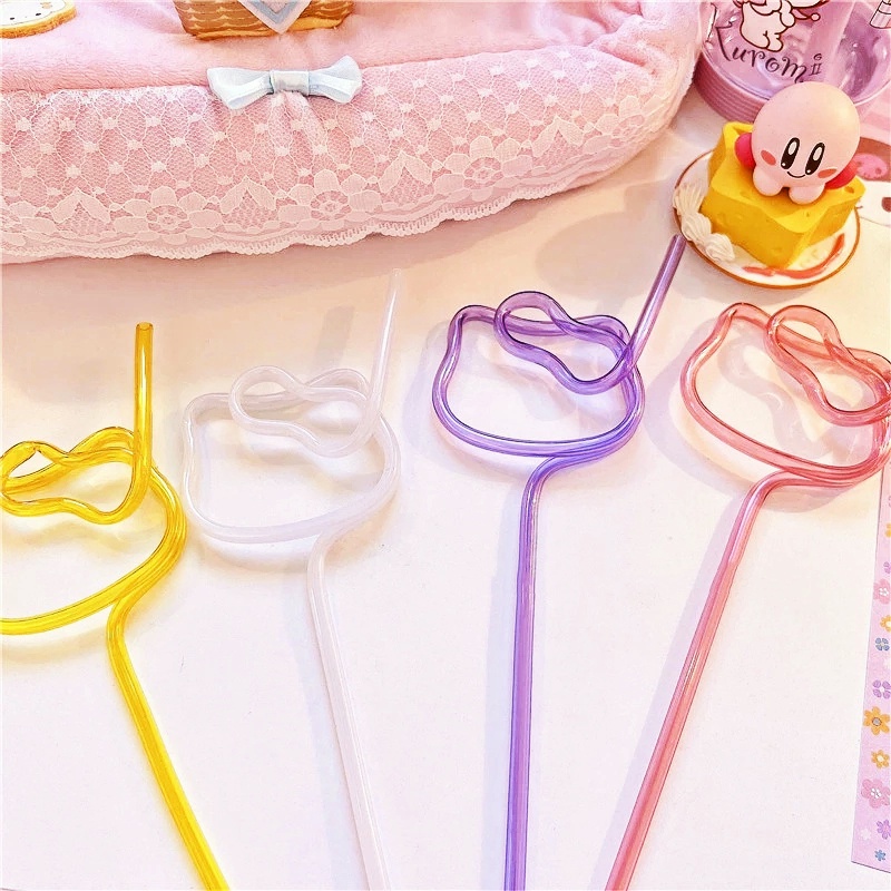 Ống Hút Hình Mèo Kitty Dễ Thương Nhiều Màu Tái Sử Dụng