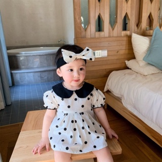 [CHẤM BI] Set áo váy quần chip cho bé gái chất thô lụa mềm mát (5-15kg)
