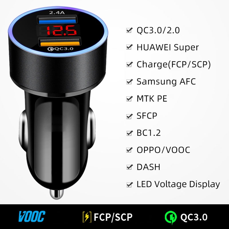 Củ Sạc KCO Baseus C63 2 Cổng USB Không Dây Giúp Sạc Nhanh QC 3.0 5.4A 12V 24V Dùng Cho Xe Hơi