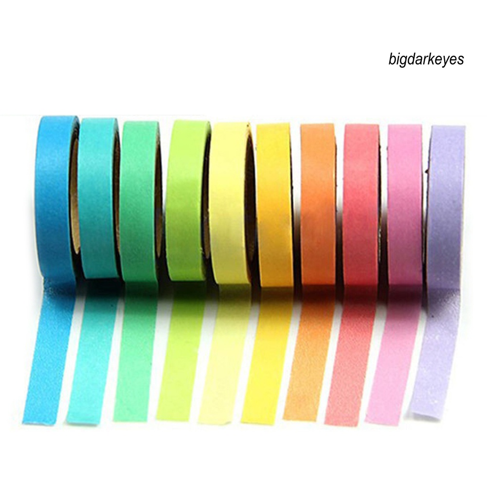 Nyt- Set 10 Cuộn Băng Dính Mini Dài 5m Nhiều Màu Sắc Dùng Trang Trí DIY