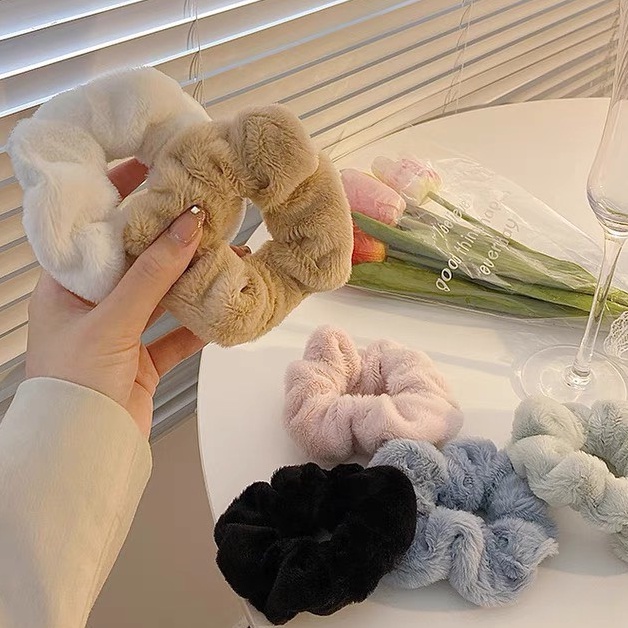 Buộc tóc scrunchies lông mịn nhiều màu sắc xinh xắn