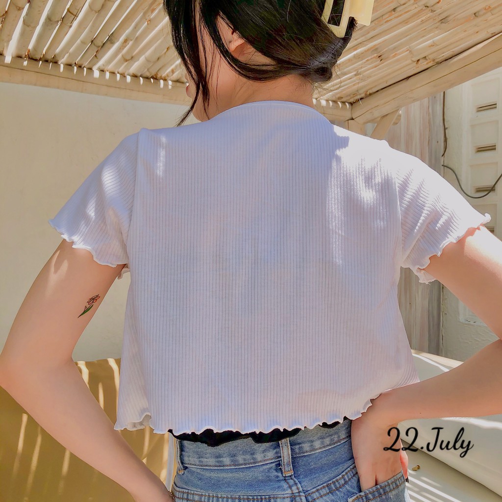 Áo croptop kiểu dây buộc thun tay ngắn🍓🍓gân mềm nhẹ nhàng hoặc sexy (2 style)📷Kèm hình thật📷