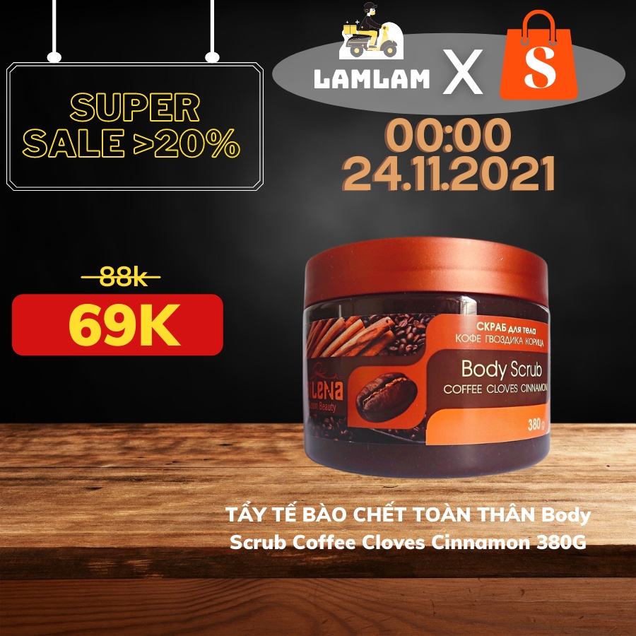 TẨY TẾ BÀO CHẾT TOÀN THÂN Body Scrub Coffee Cloves Cinnamon 380G