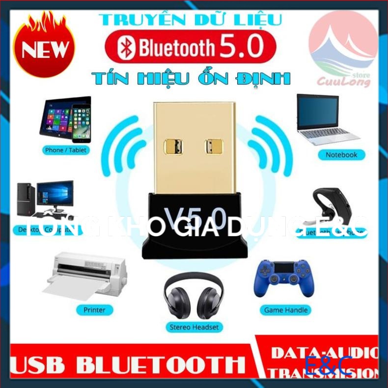 thiết bị tạo bluetooth cho máy tính PC laptop 5.0 LOẠI TỐT bắt sóng cực khỏe và ổn định usb bluetooth 5.0