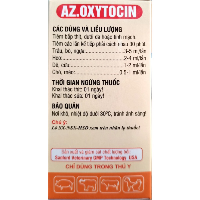 Az OXYTOCIN  Viavet. Thúc đẻ - kích đẻ, kích sữa, liệt tử cung, làm sạch tử cung sau sinh
