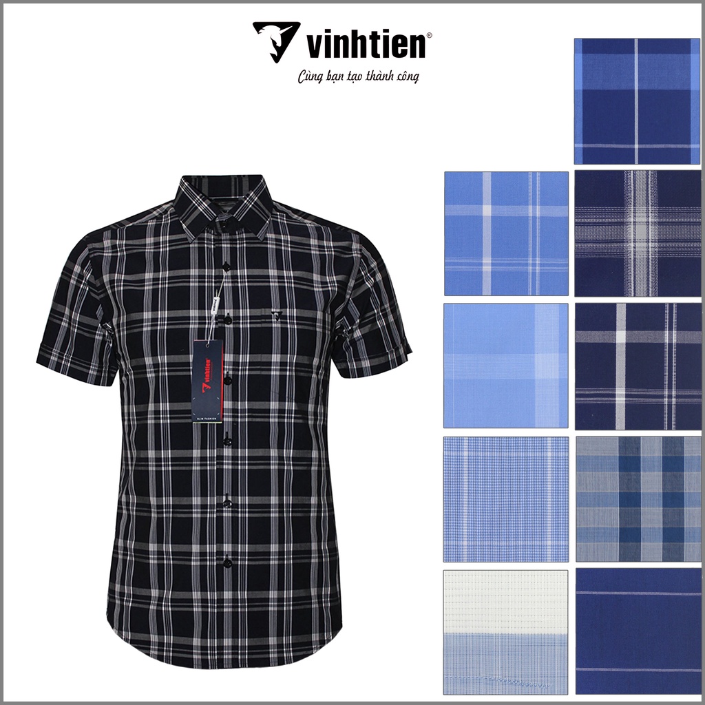 Áo sơ mi nam tay ngắn vạt bầu Slim Fit Bamboo Vĩnh Tiến 430