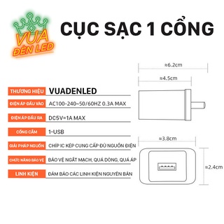 Cục sạc USB 5V 2A sạc nhanh an toàn, củ sạc điện thoại VUA ĐÈN LED 3 đầu USB tiện dụng bảo hành 1 năm