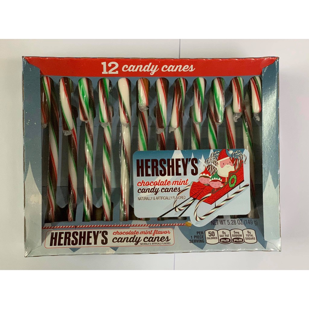 Kẹo Cây Gậy Hershey's Chocolate Mint Candy Canes Của Mỹ - Vị Socola Bạc Hà