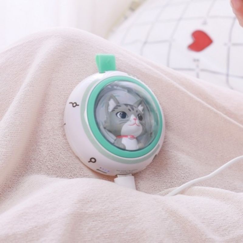 Máy sưởi ấm mini cầm tay hình mèo dễ thương có đèn phát sáng ban đêm
