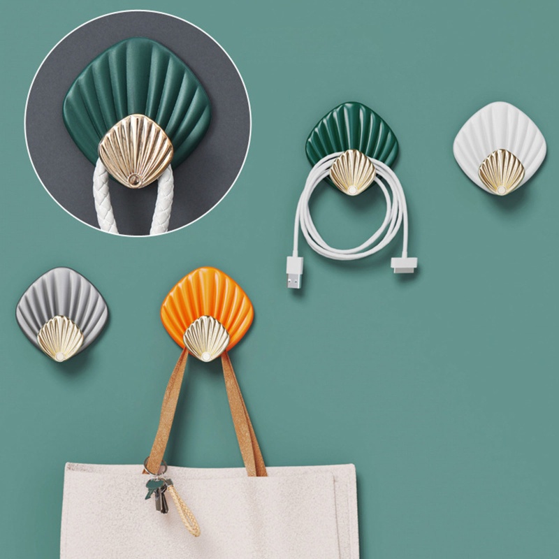 Set 4 Móc Treo Vỏ Sò Dán Tường Chắc Bền Cho Phòng Khách Nhà Bếp