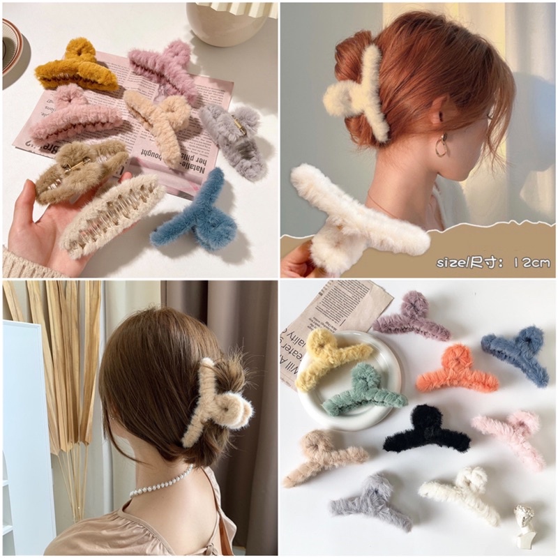 Kẹp tóc cá mập lông nhung thời trang Loli