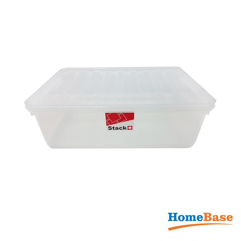 HomeBase STACKO thùng nhựa đựng đồ có nắp Thái Lan W59xD44.5xH18 Cm 36L Trắng trong