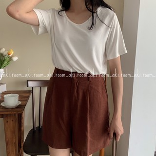 Quần shorts linen cạp lưng chun