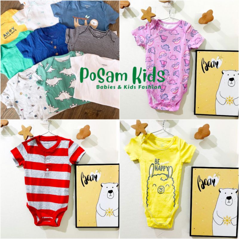 (Chọn mẫu) Bodysuit, body chip cộc tay cho bé trai bé gái, hàng xuất xịn - PoSam Kids