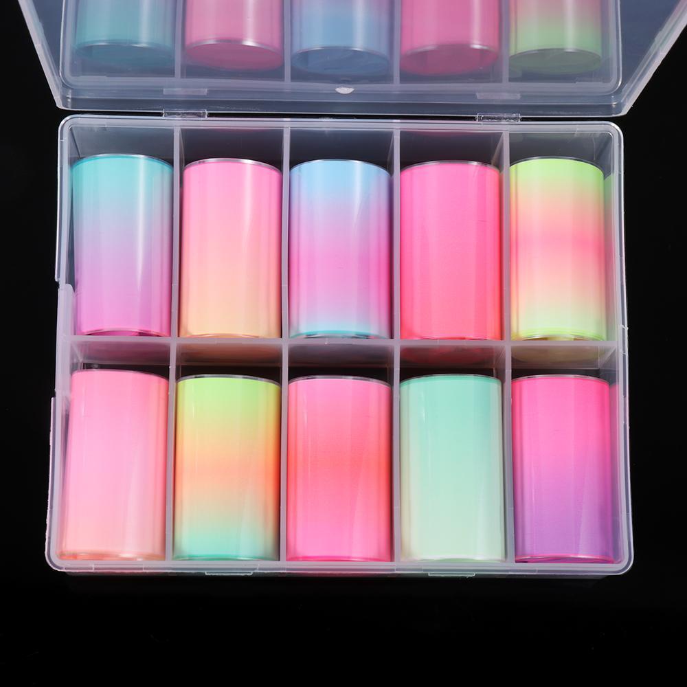Bộ Miếng Dán Trang Trí Móng Tay Chuyển Đổi Màu Cầu Vồng DIY