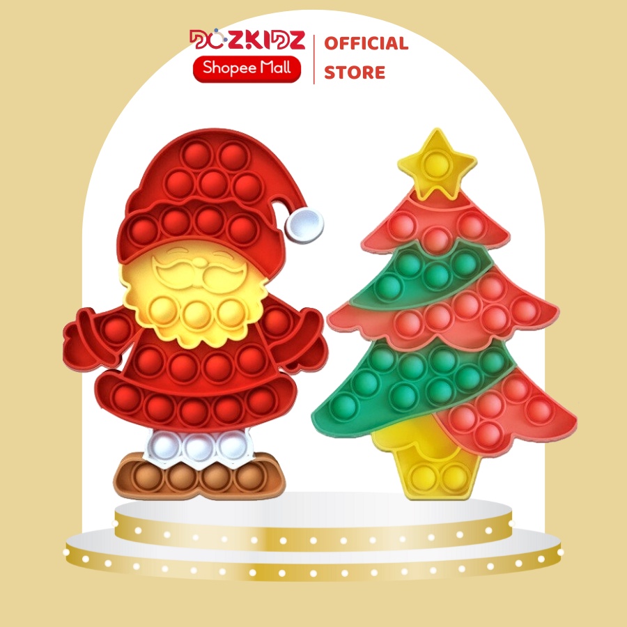 Đồ chơi trẻ em Pop it Size15x20cm hình ông già Noel, cây thông Noel, đồ chơi giải trí cho bé yêu - Dozkidz