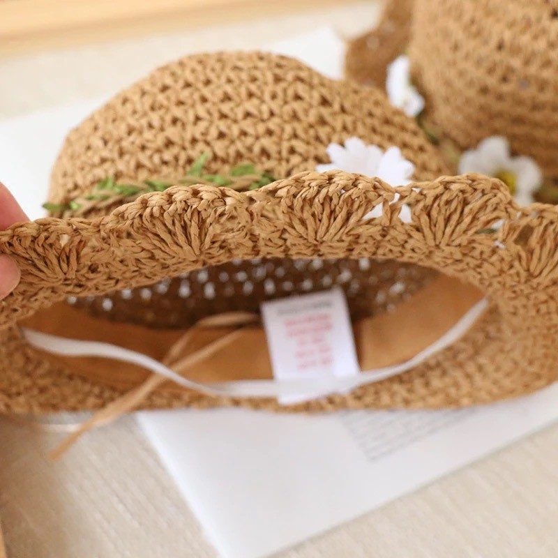 Mũ Đi Biển Đính Hoa Phong Cách Hàn Quốc Cho Bé