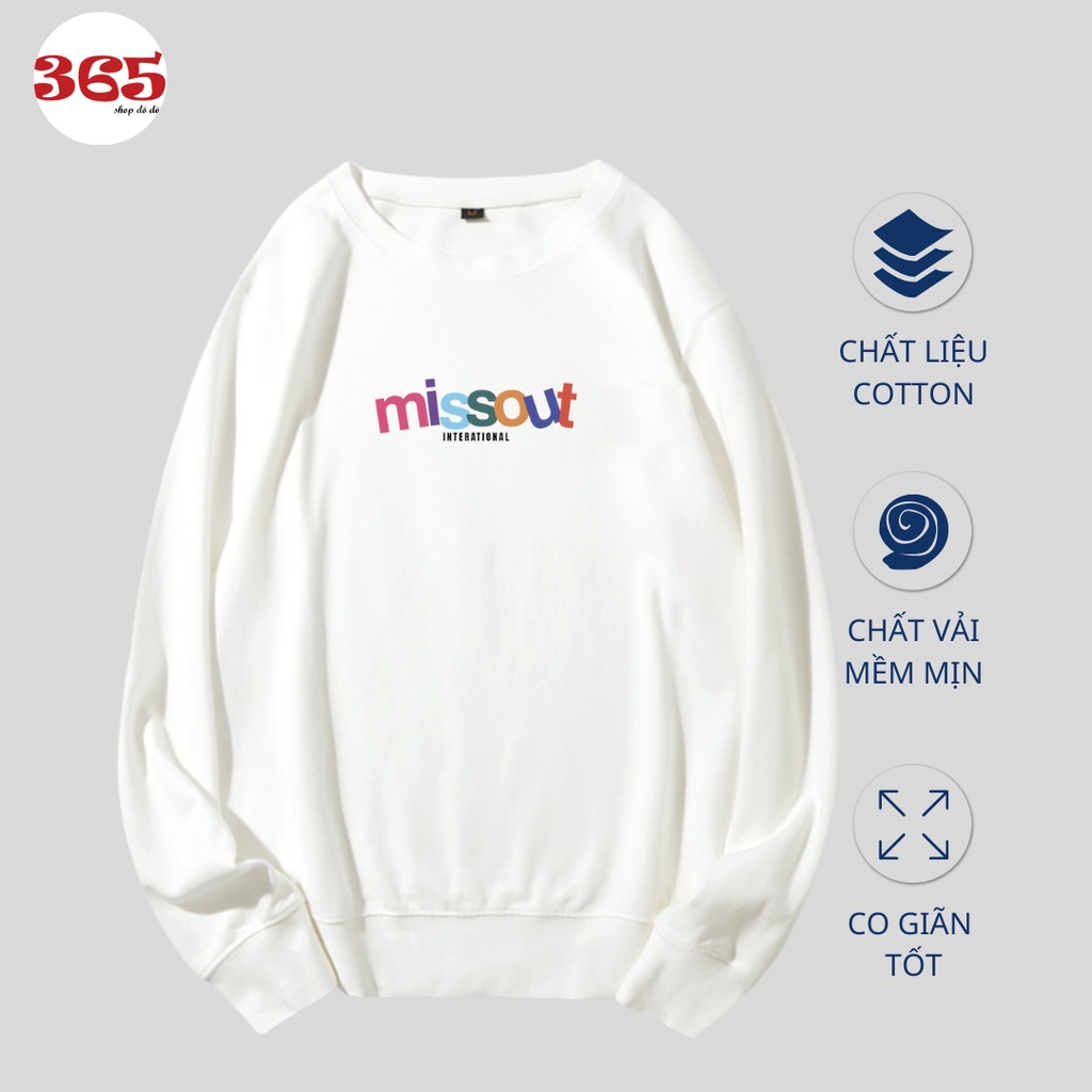 Áo đôi unisex nam nữ , áo nỉ sweater dài tay nam nữ chất đẹp MISSOUT