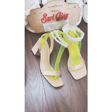 Ảnh thật Video Sandal nữ một quai trơn phối dây cườm nơ sau gót trụ 7p sang chảnh ms S172