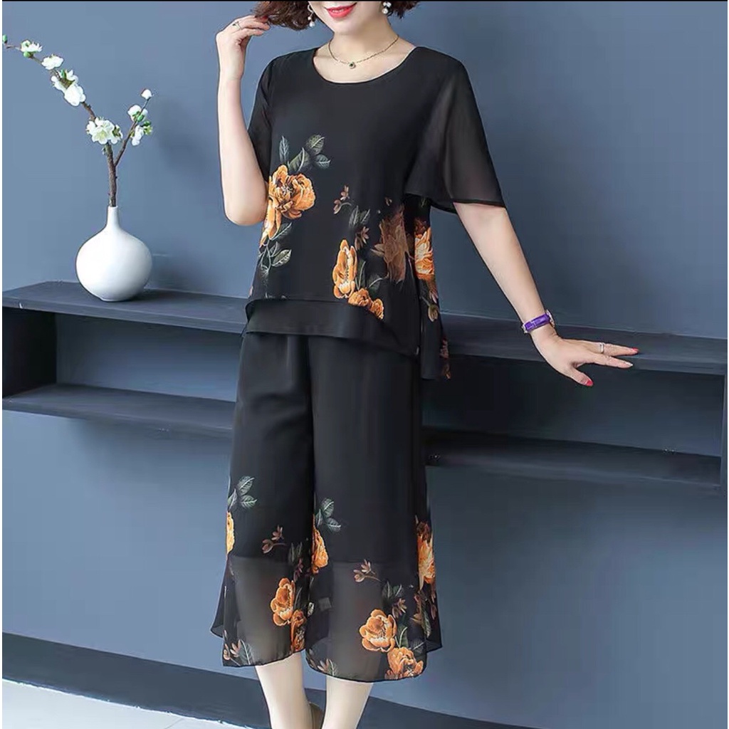 Set Bộ đồ trung niên nữ dự tiệc sang trọng B75 - Bộ mặc nhà cao cấp trung tuổi - Quần áo kiểu thời trang cho mẹ Bigsize
