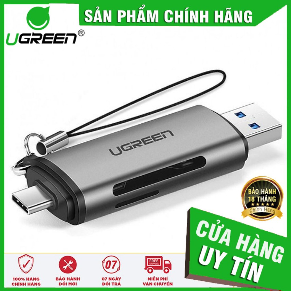 Đầu đọc thẻ nhớ SD/TF chuẩn USB Type C và USB 3.0 Ugreen 50706