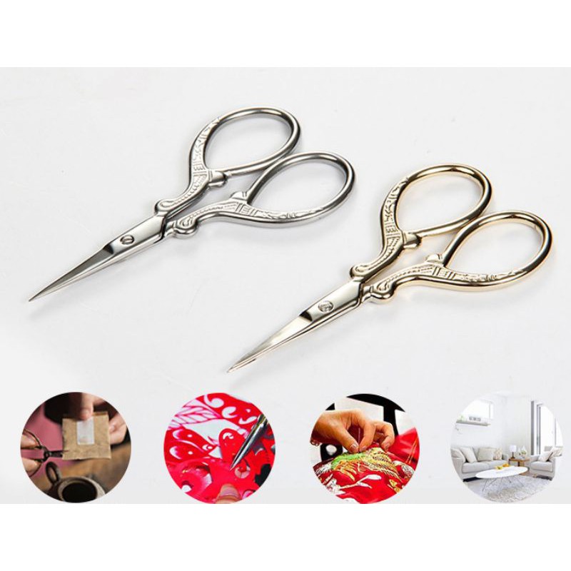 Kéo mini cắt tỉa lông mày màu vàng, màu bạc (được chọn màu)