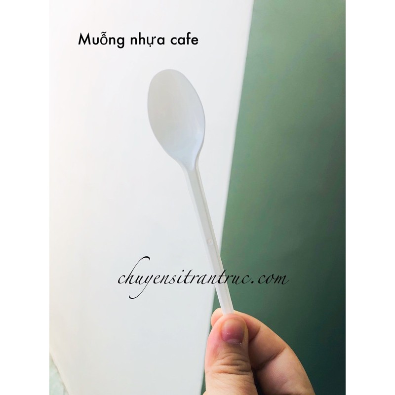 50 Muỗng nhựa cafe cán dài - Muỗng ăn sữa chua nếp cẩm